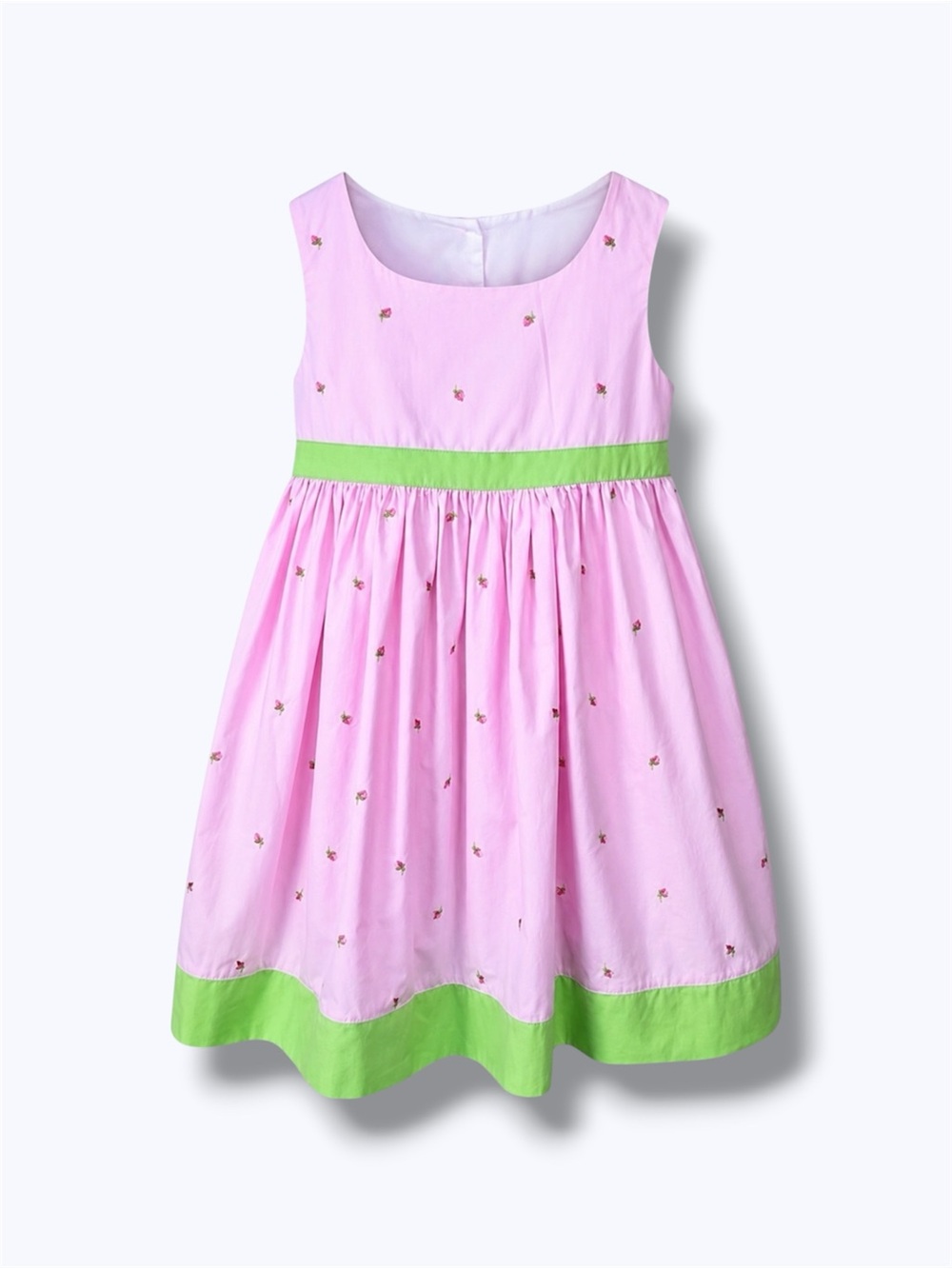 Sweetdil Girls Dress Size 6 Pink Embroidered Floral Roses Cotton Easter Party